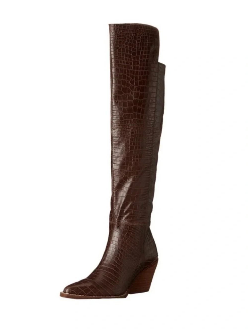 Zodiac Croc-Embossed Brown Over-the-Knee Cowboy  Boot